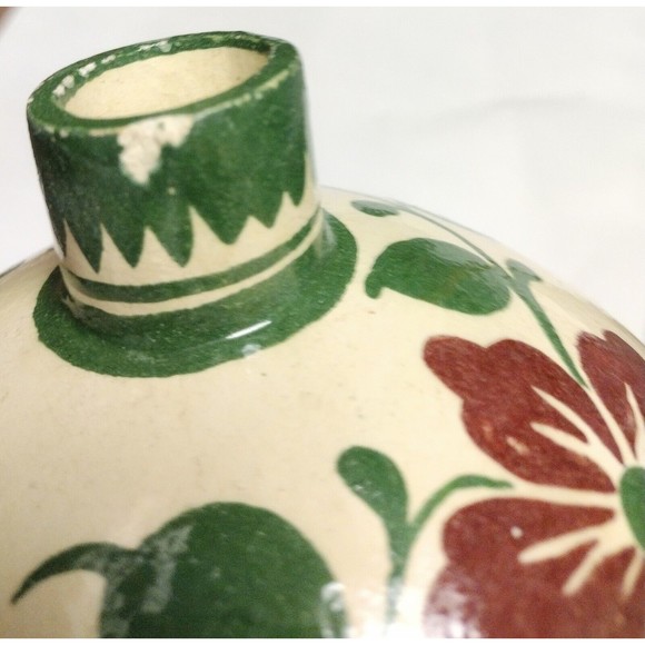 Hand Painted Oil Pitcher Floral Blue Green Made in Mexico Round-ish Shape - Picture 7 of 8